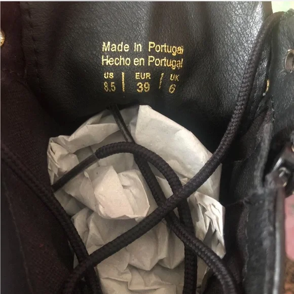 ALDO Black Leather Combat Boots Size 8.5 - Picture 4 of 4